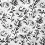 Sketched Black Peonies Fabric