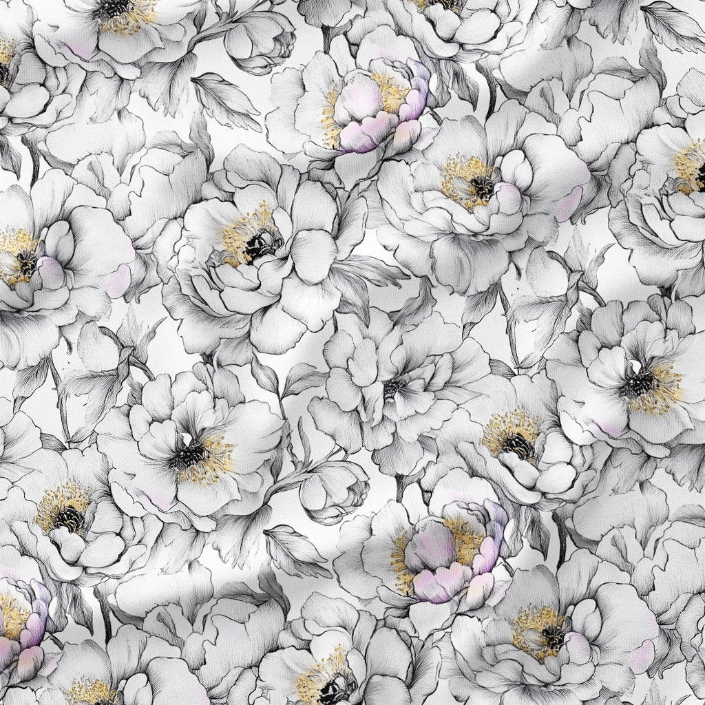 Sketched Peonies Fabric