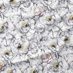 Sketched Peonies Fabric