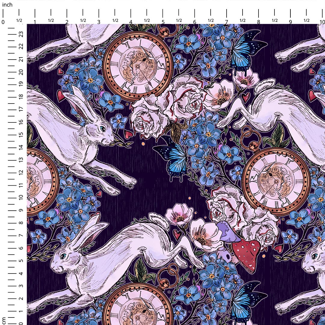Alice through the rabbit hole Fabric