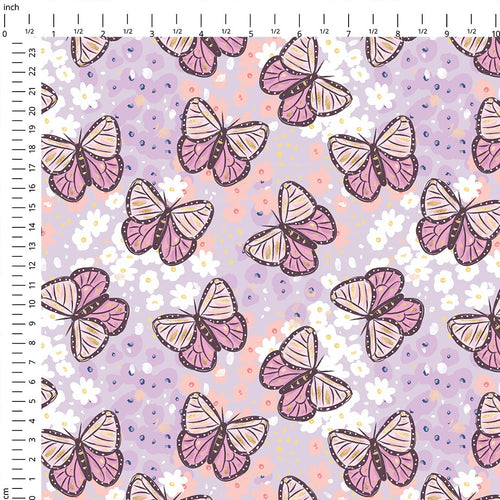 Butterflies on Lilac Fabric