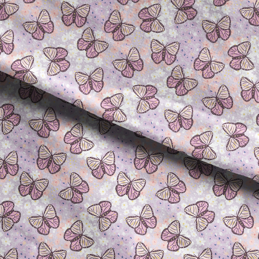 Butterflies on Lilac Fabric
