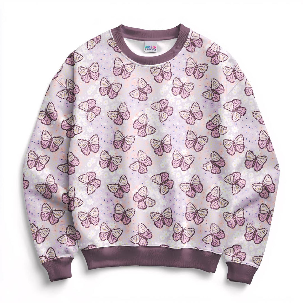 Butterflies on Lilac Fabric