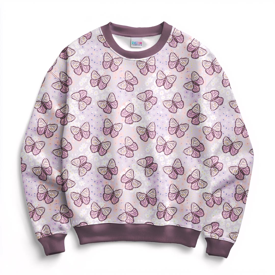 Butterflies on Lilac Fabric