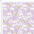 Daisies on Lilac Fabric