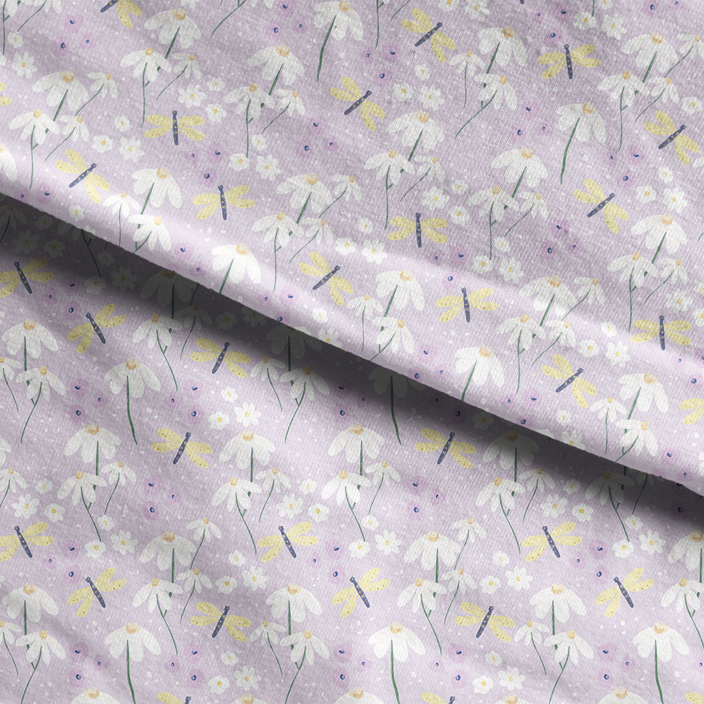 Daisies on Lilac Fabric
