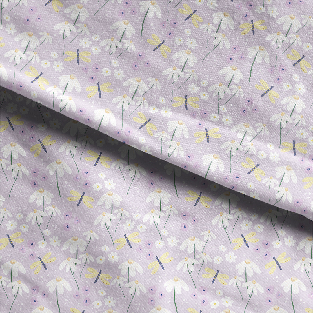 Daisies on Lilac Fabric