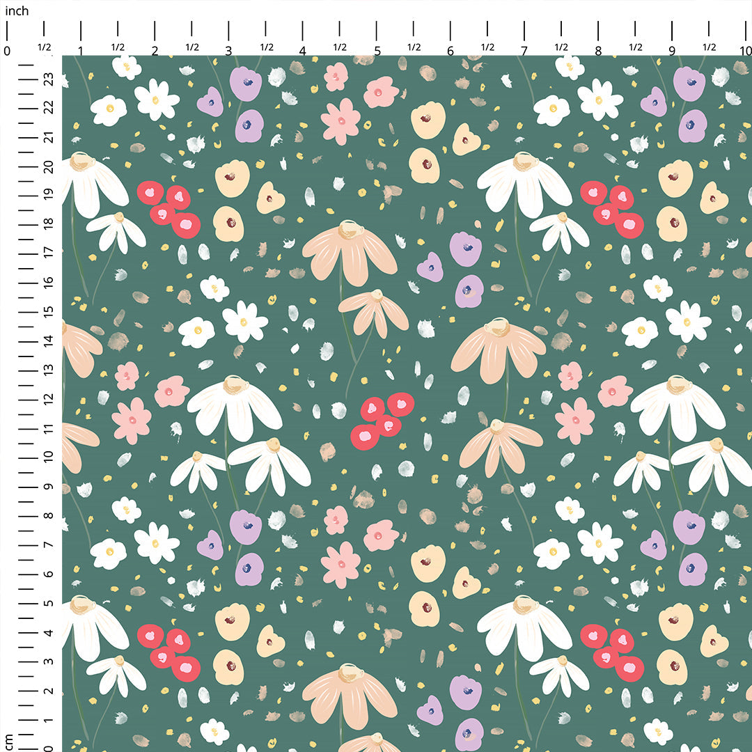 Ditsy Floral Green Fabric
