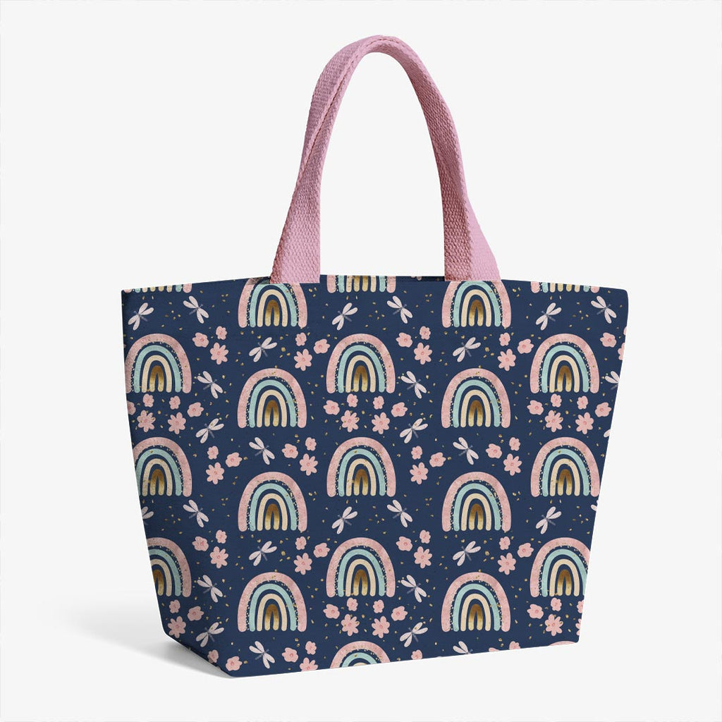 Rainbows and Flowers Navy Fabric