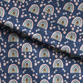 Rainbows and Flowers Navy Fabric