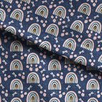 Rainbows and Flowers Navy Fabric