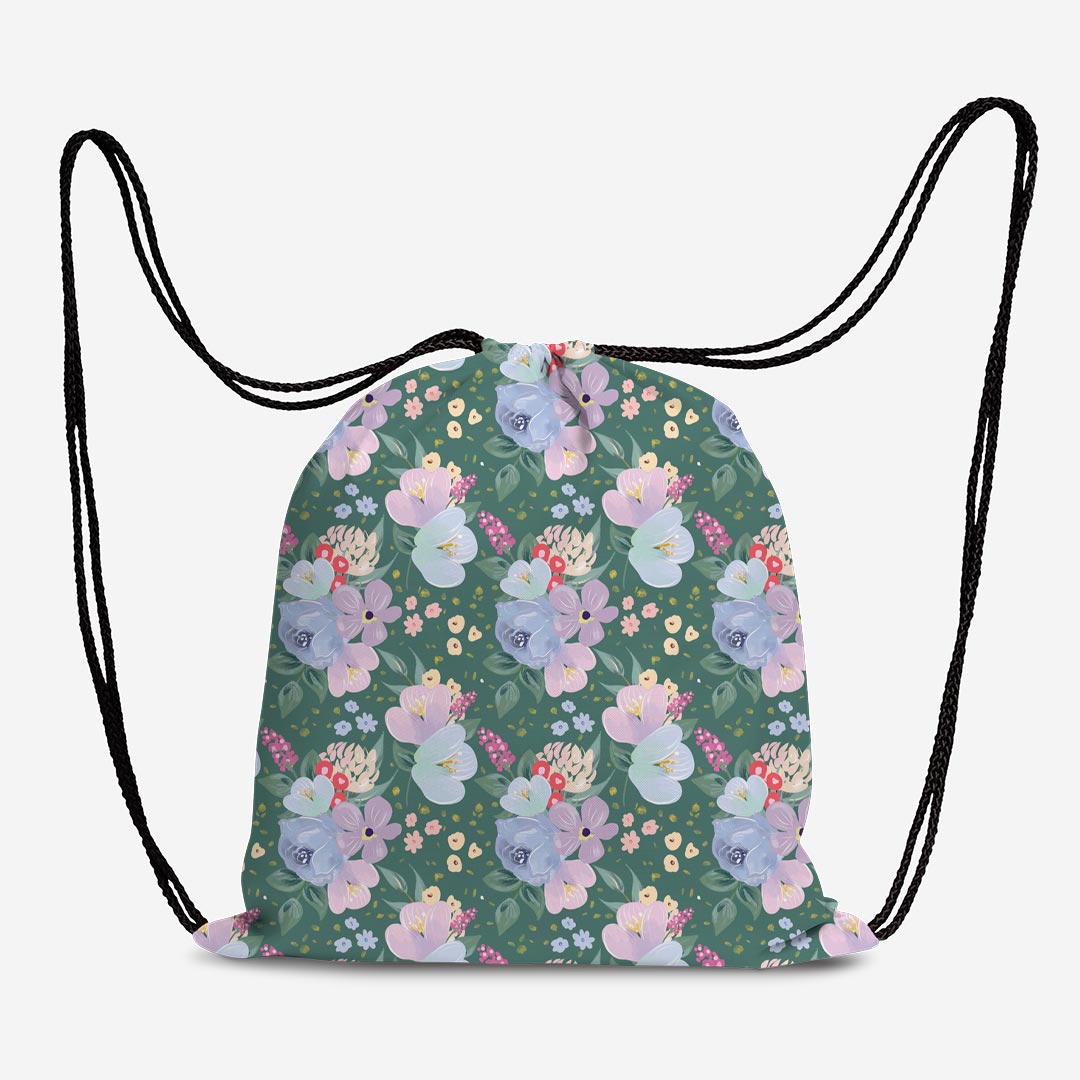 Whimsical Spring Floral Green Fabric