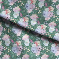 Whimsical Spring Floral Green Fabric