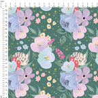 Whimsical Spring Floral Green Fabric