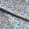 Rainbows and Flowers Blue Fabric