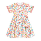 Rainbows and Flowers White Fabric