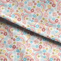 Rainbows and Flowers White Fabric