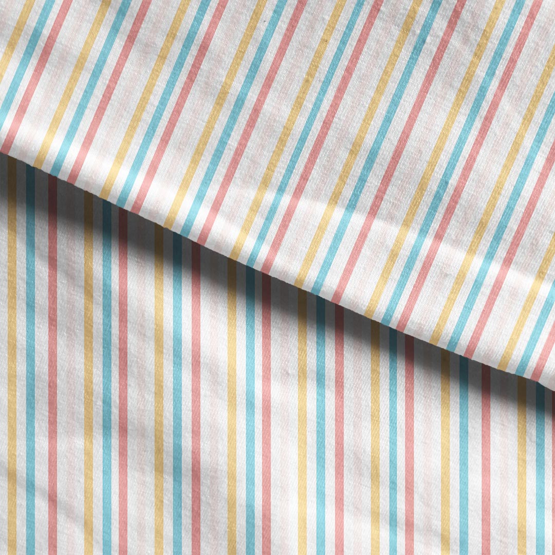 Rainbows and Flowers Stripes Fabric