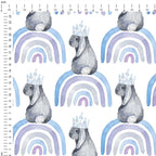 Rainbow Bunnies Blue Fabric