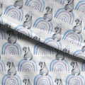 Rainbow Bunnies Blue Fabric
