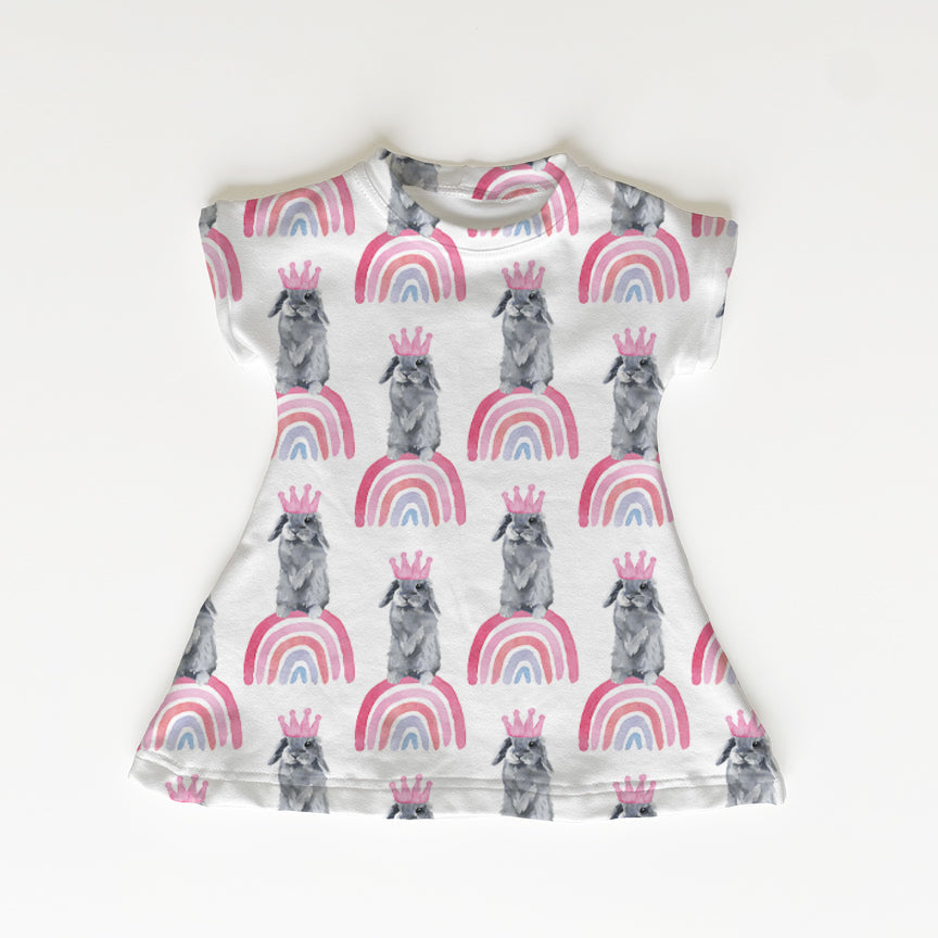 Rainbow Bunnies Pink Fabric