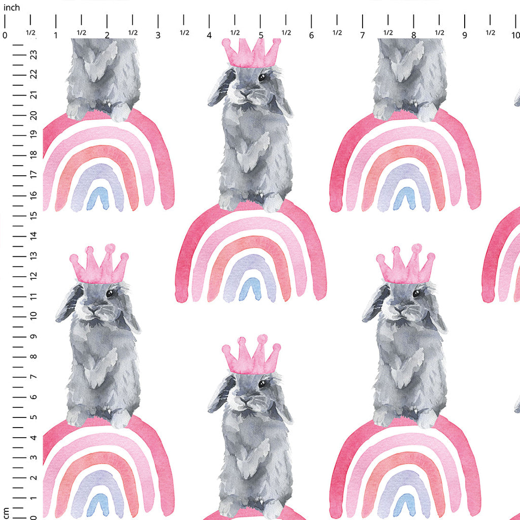 Rainbow Bunnies Pink Fabric