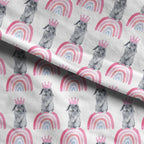 Rainbow Bunnies Pink Fabric