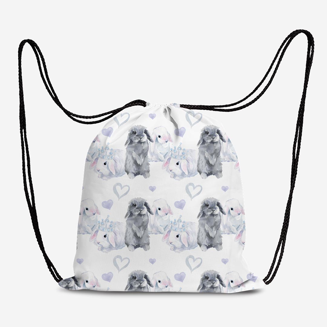 Watercolour Bunnies Blue Fabric