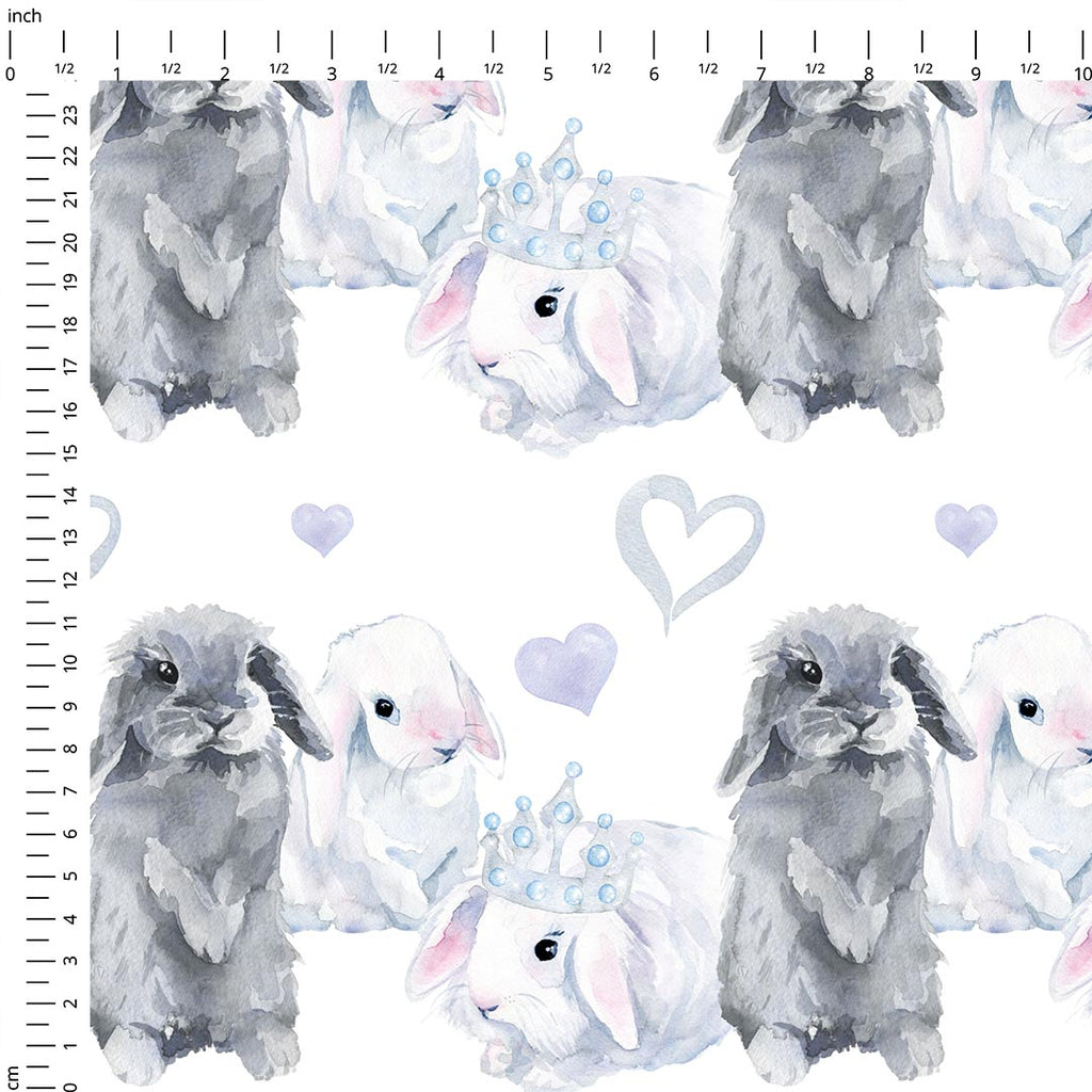 Watercolour Bunnies Blue Fabric