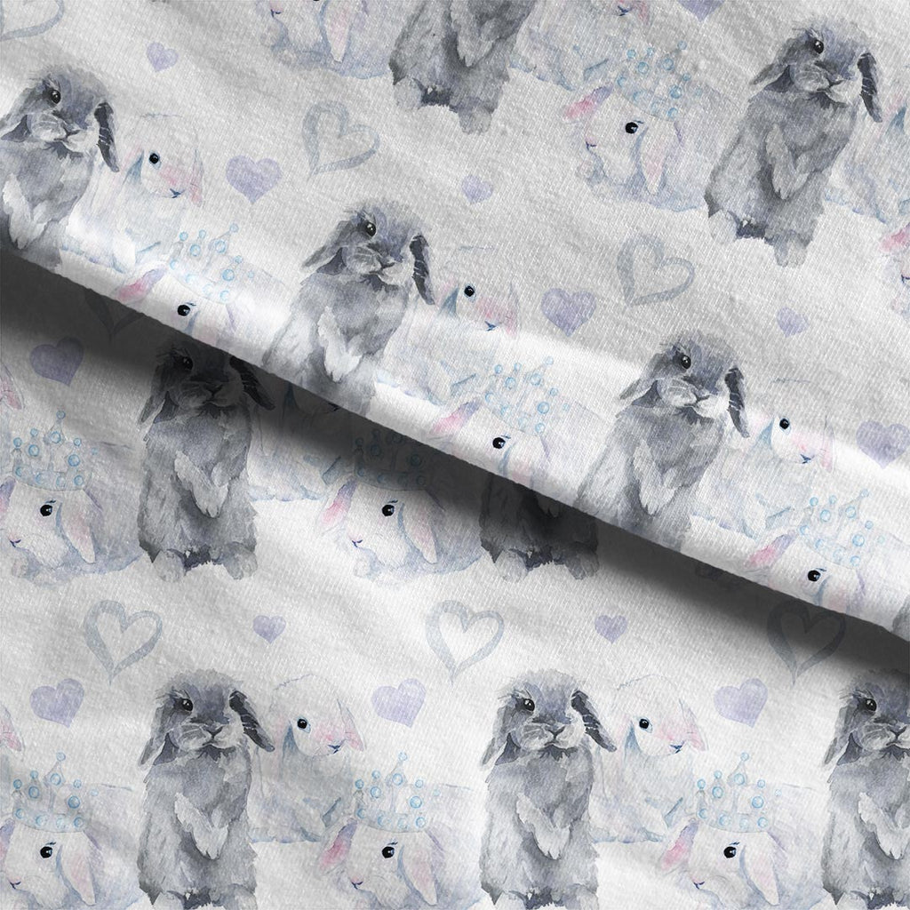 Watercolour Bunnies Blue Fabric