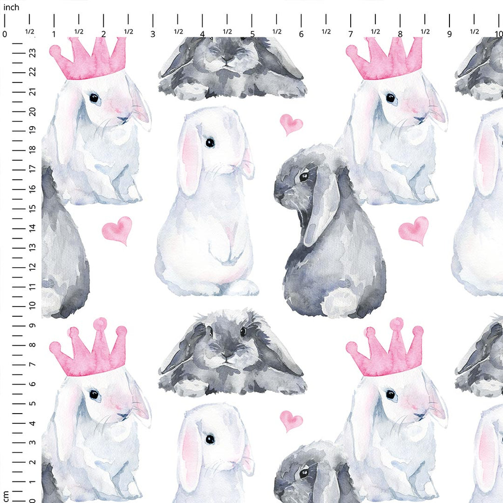 Watercolour Bunnies Pink Fabric