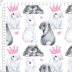 Watercolour Bunnies Pink Fabric