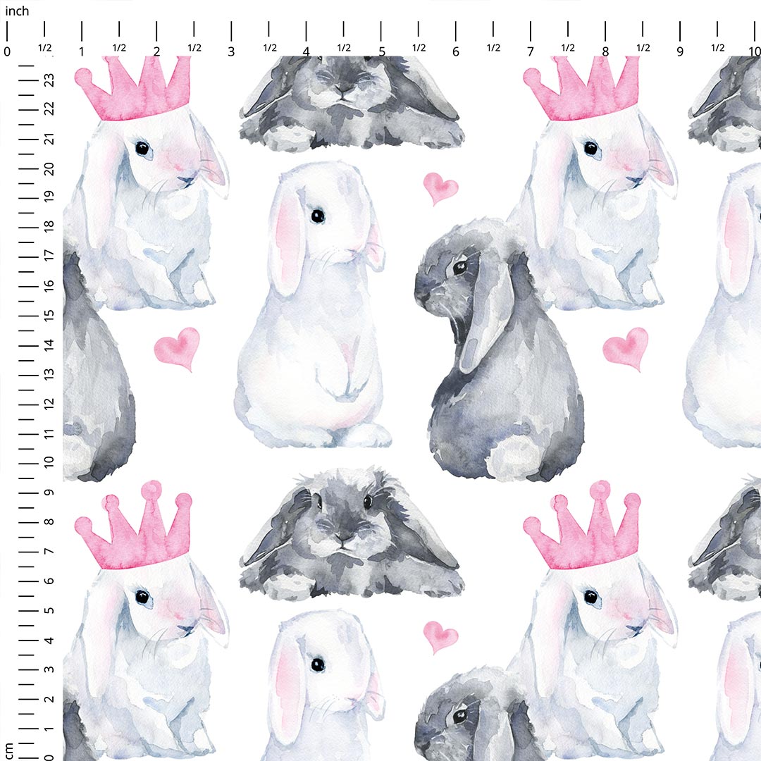 Watercolour Bunnies Pink Fabric