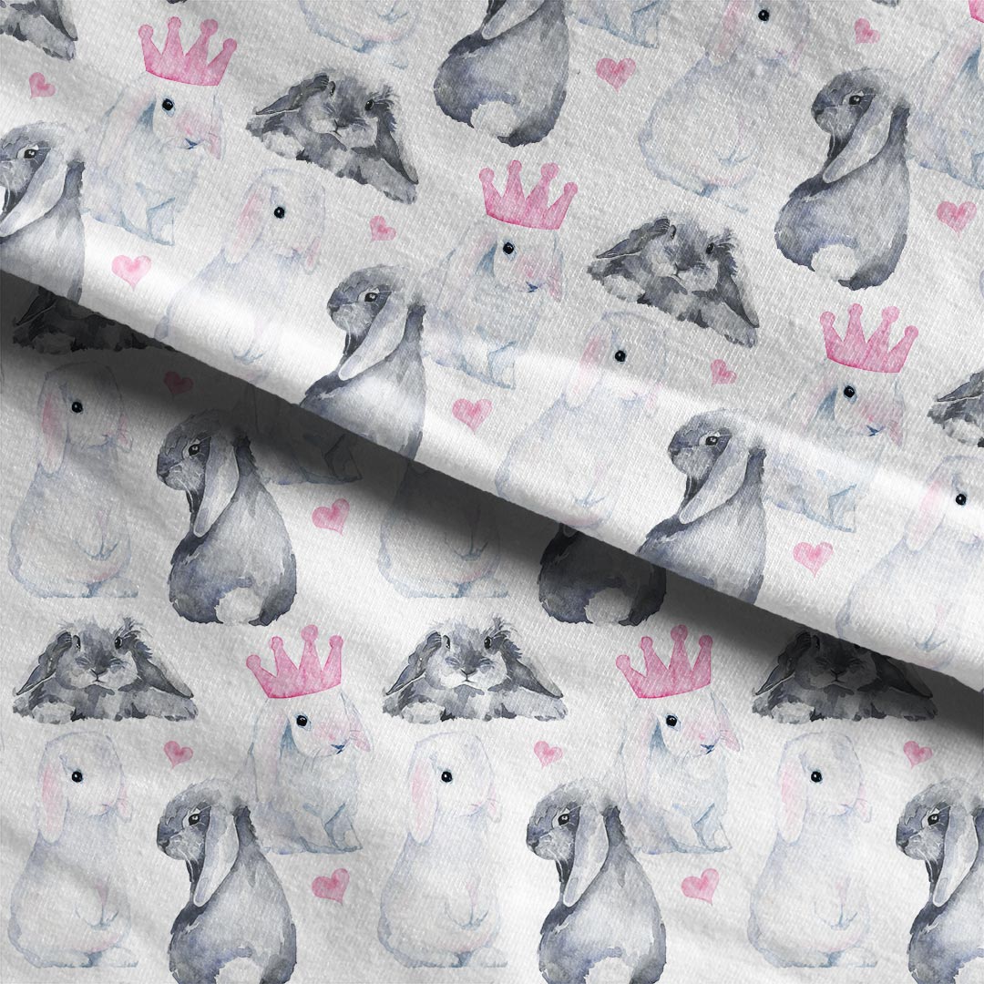 Watercolour Bunnies Pink Fabric
