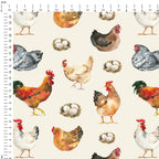 Watercolour Hens Fabric
