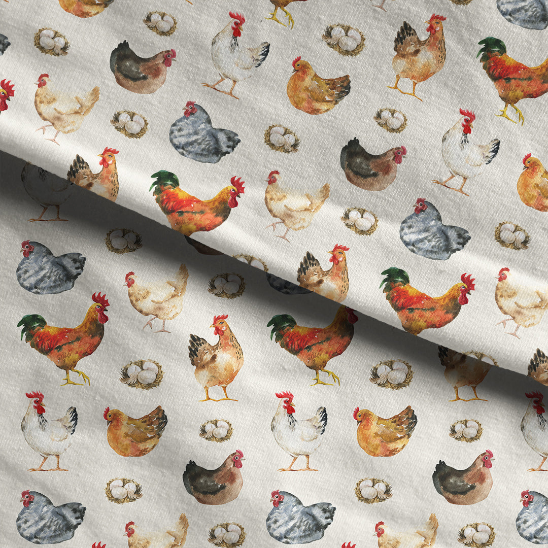 Watercolour Hens Fabric