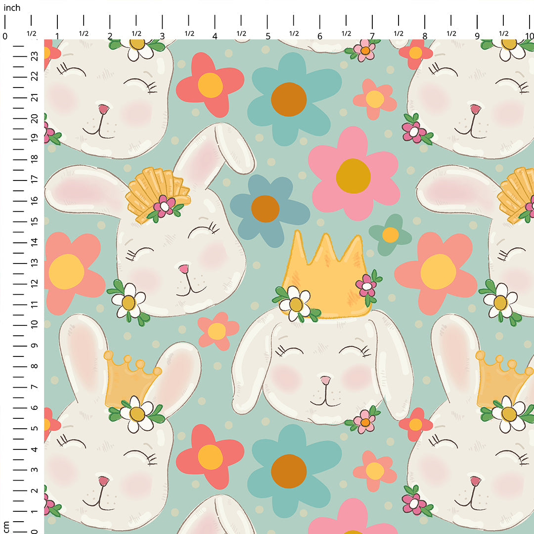 Cute Bunnies Floral Fabric