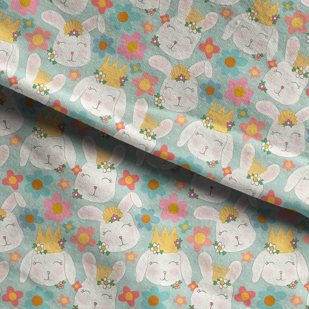 Cute Bunnies Floral Fabric