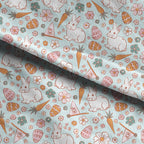 Boho Easter Bunny Blue Fabric