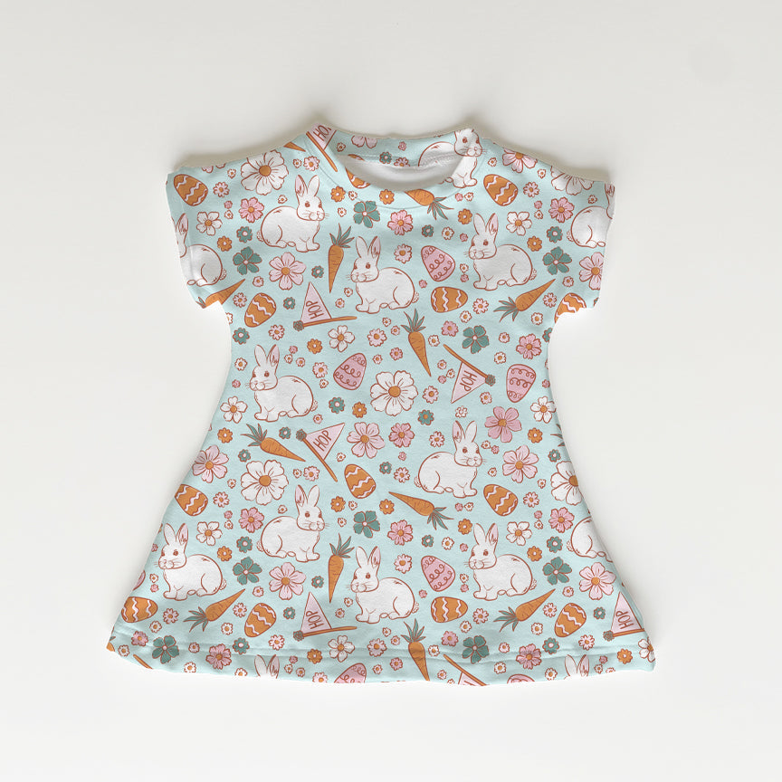 Boho Easter Bunny Blue Fabric