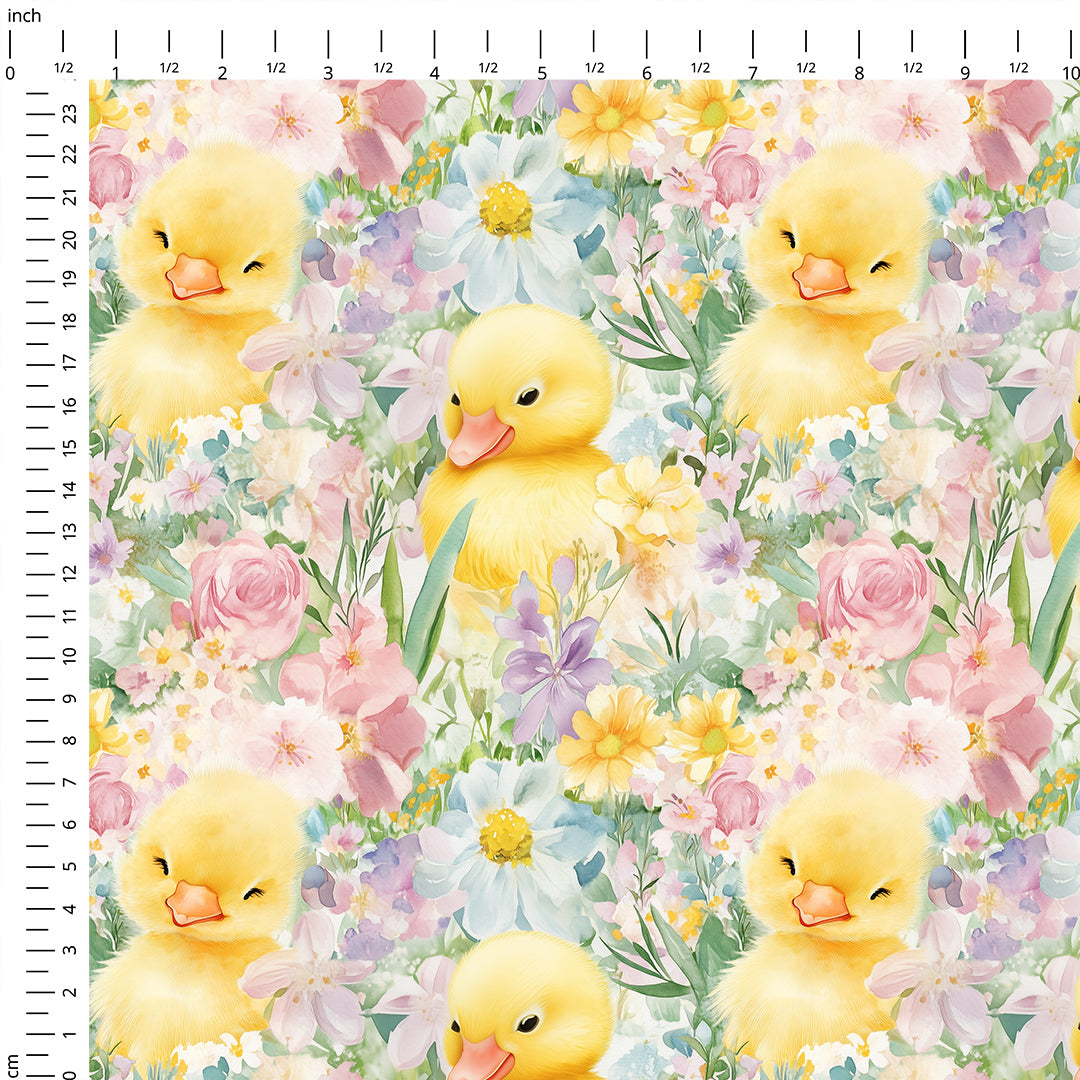 Floral Ducklings Fabric
