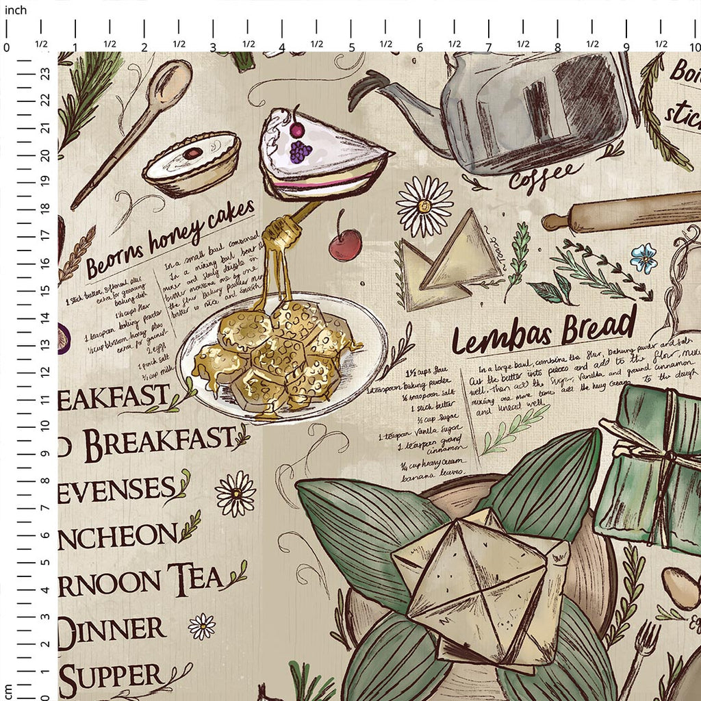 Middle Earth Recipes Fabric