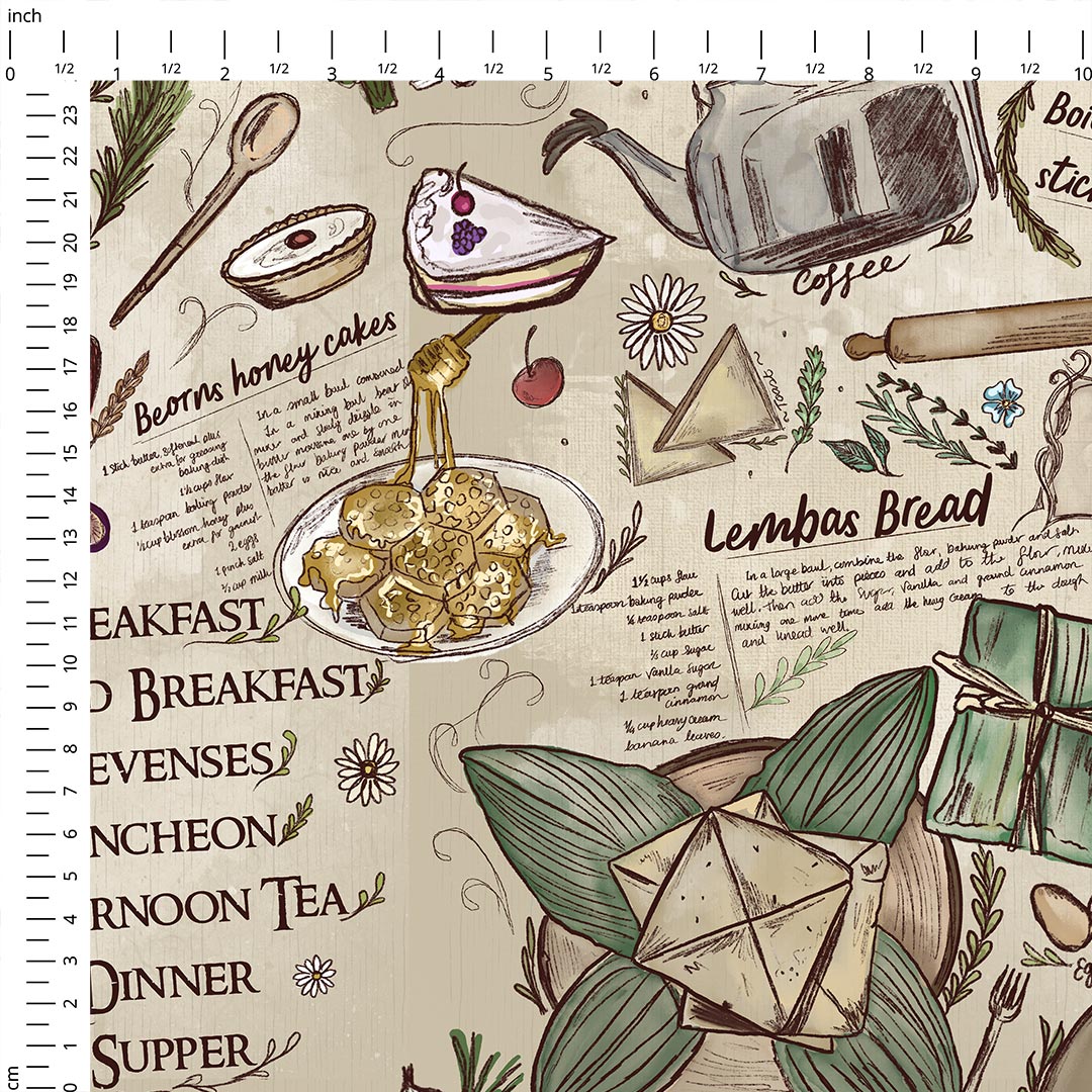Middle Earth Recipes Fabric