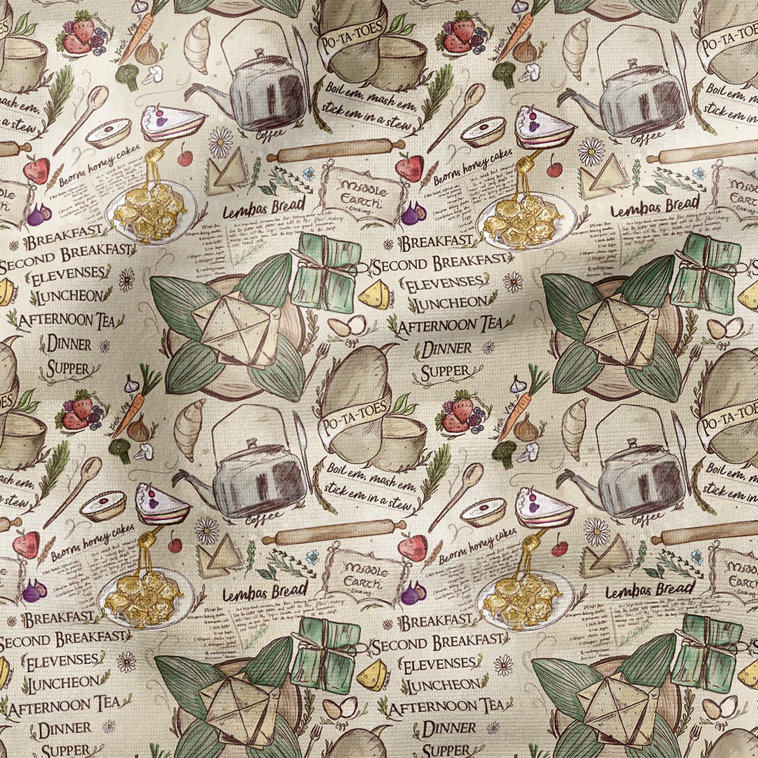 Middle Earth Recipes Fabric