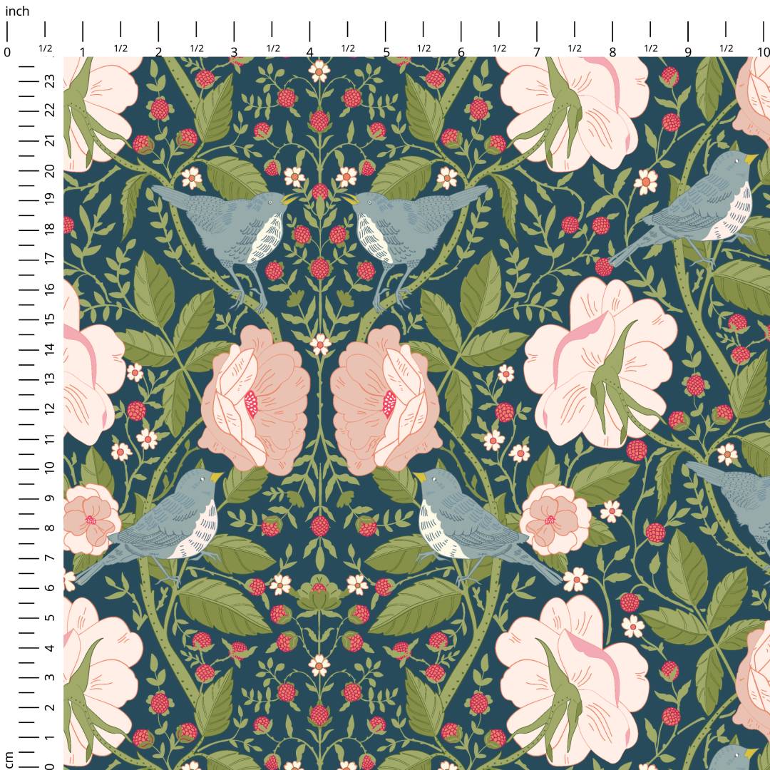 Strawberry Thief Navy Fabric