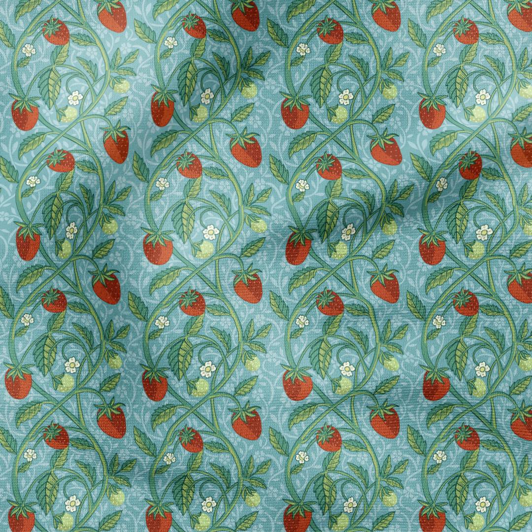 Strawberry Vine Blue Fabric