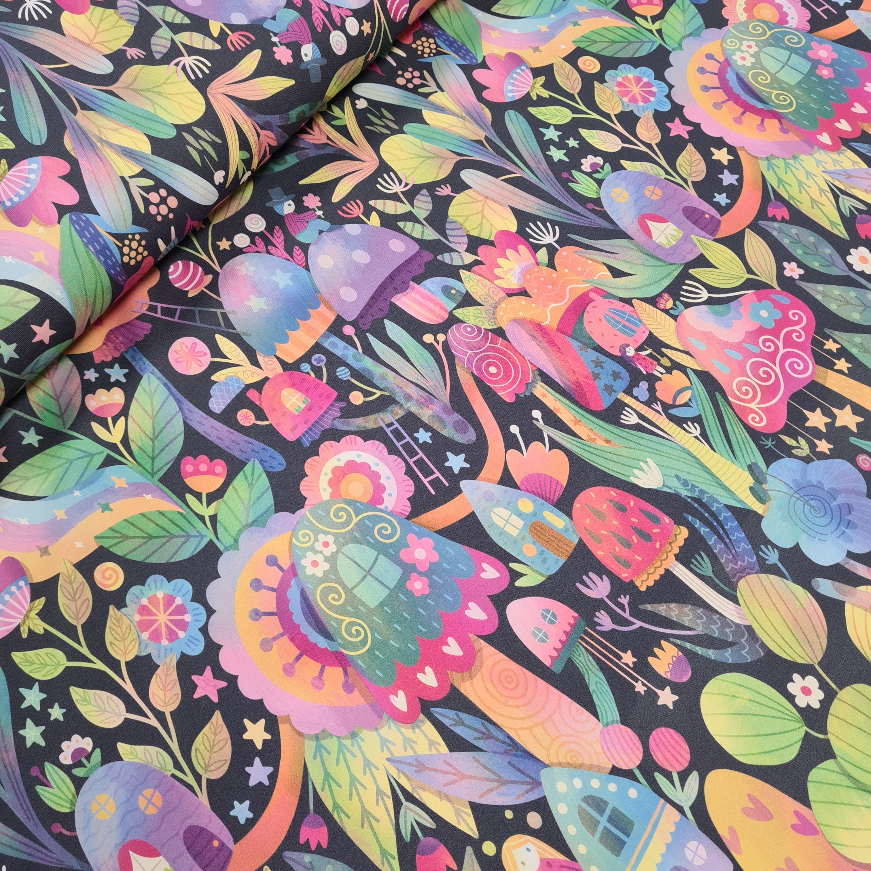 Fairy Mushroom Garden Fabric