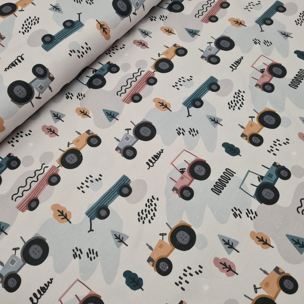 Tractor Doodle Fabric