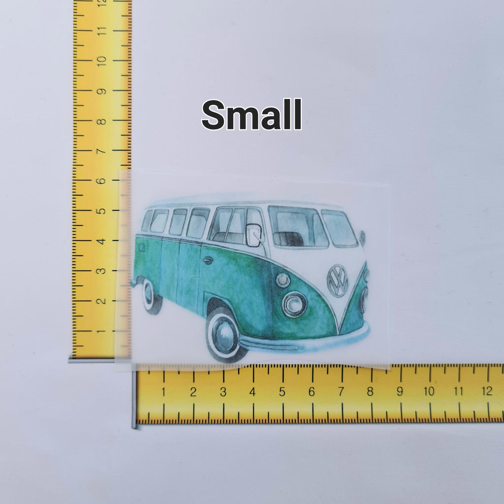 Green Campervan Iron on fabric heat transfer DTF-2