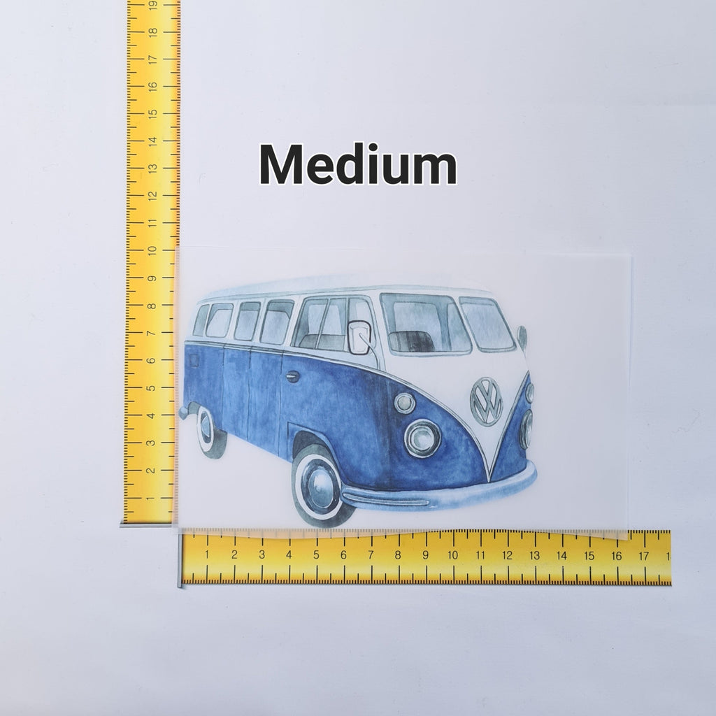 Blue Campervan Iron on fabric heat transfer DTF-3